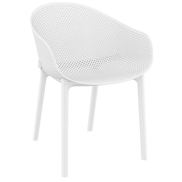 Compamia Sky Chaise de Salle à Manger de Patio avec Accoudoirs, Blanche
