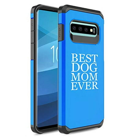 for Samsung Galaxy Shockproof Impact Hard Soft Case Cover Best Dog Mom Ever (Blue, for Samsung Galaxy