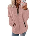 thumbnail image 2 of Womens Sweaters For Women Winter Color Pullover Zipper Wool Loose Tops With Pockets - Polyester Fabric Soft Lightweight Warm Machine Washable L Fall Sweaters For Women, 2 of 7