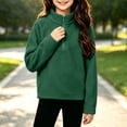 thumbnail image 2 of Falkdiz Long Sleeve Sweatshirts for Girls Warm Outdoor Pullover Winter 1/4 Zipper Casual High Neck Solid Color Girls Shirts Travel Army Green , Size: 120, 2 of 8
