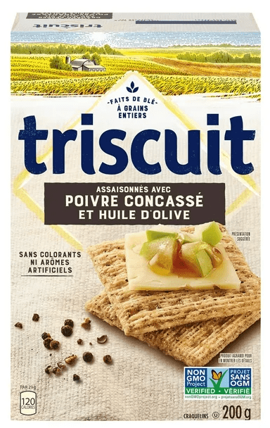 Triscuit Cracked Pepper & Olive Oil Snacking Crackers, 200g (2 Pack)