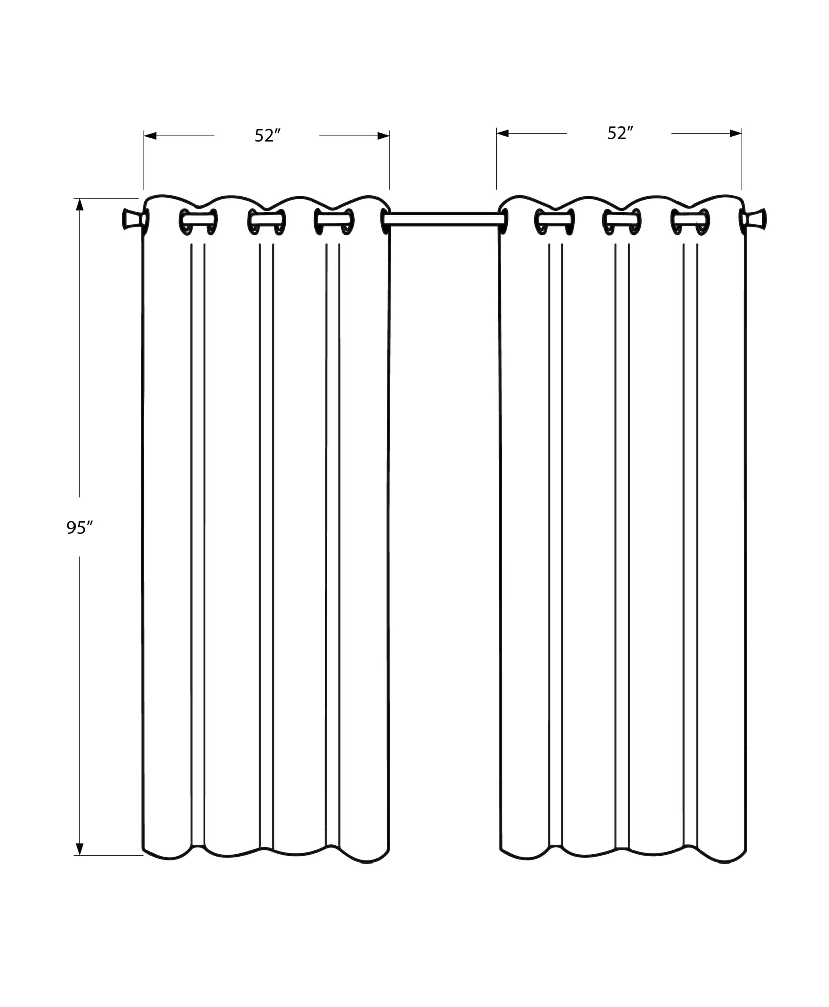 Curtain Panel, 2pcs Set, 54"w X 95", Room Darkening, Grommet, Living Room, Bedroom, Kitchen