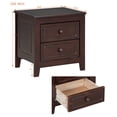 thumbnail image 3 of GZXS 2-Drawer Solid Wood Nightstand in Dark Walnut, Rustic Farmhouse Bedside Table for Bedroom and Living Room, 19.3"L x 15.6"W x 19.7"H, 3 of 7