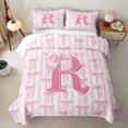 thumbnail image 2 of Meiyoeat Charming Bow Letter R Twin Quilt Set for Girls,Soft Stripe Twin Coverlet Set for Bedroom,Light Pink White, 2 of 7