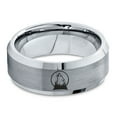 thumbnail image 2 of Tungsten Howl At The Moon Wolf Wild Soul Band Ring 8mm Men Women Comfort Fit Gray Bevel Edge Brushed Polished, 2 of 4