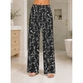 thumbnail image 3 of Pajama Pants for Women, Black And White Floral Soft Breathable Sleepwear Lounge Pants with Pockets, 3 of 8