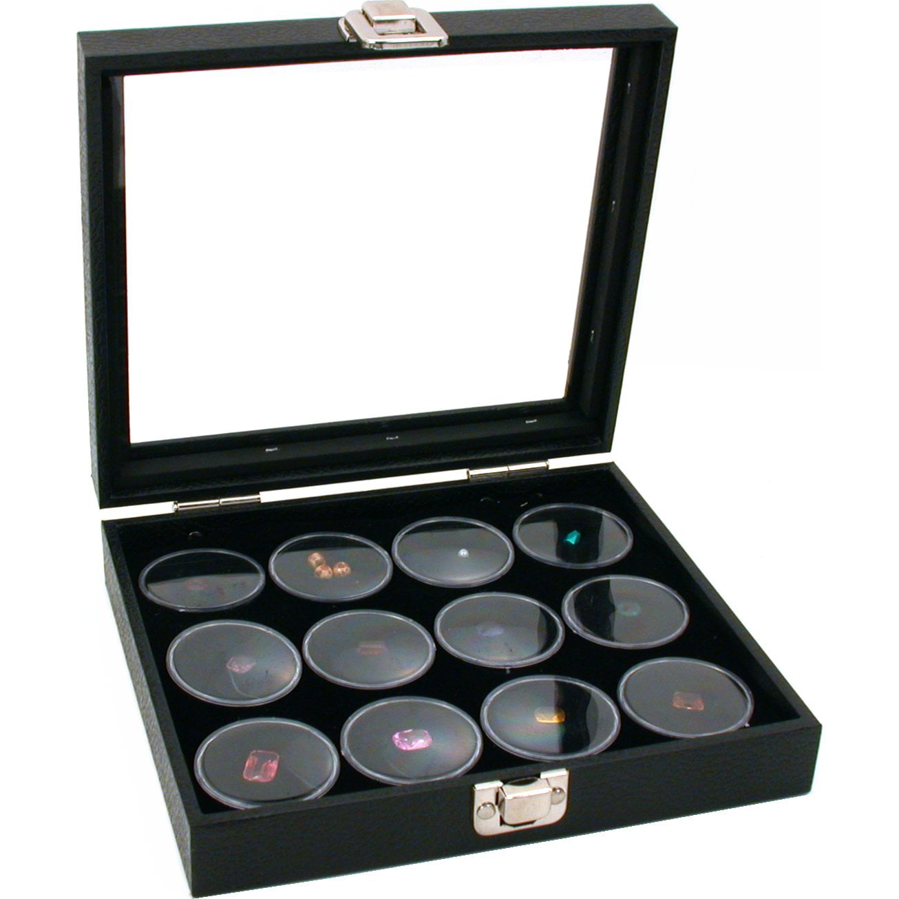 180 Black Gem Jars Display & Storage Case 