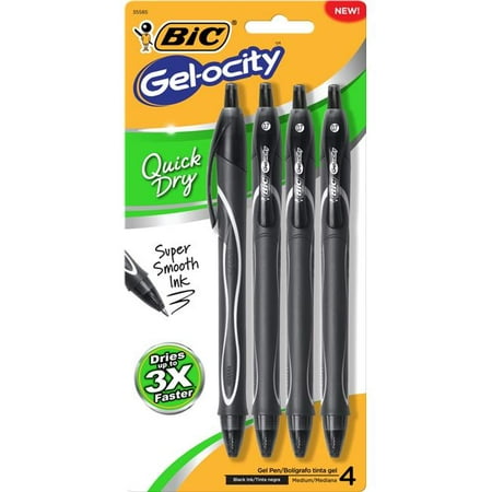 BIC Gelocity Quick Dry Retractable Gel Pen, Medium Point ...
