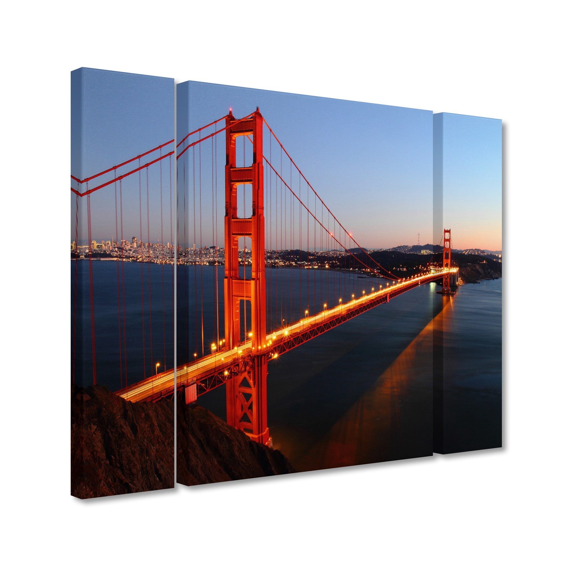 Trademark Fine Art "Golden Gate SF" Canvas Art by Pierre Leclerc Three Panel Set