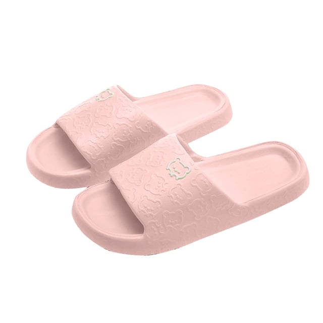 Mens and Womens Home Slippers Simplicity Solid Color Quick Drying Soft Sole Comfortable Non-Slip Indoor and Outdoor EVA Slippers Pink-07