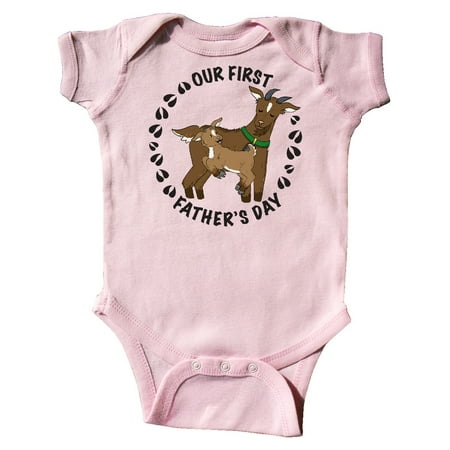 

Inktastic Our First Father s Day with Cute Goats and Hoof Prints Gift Baby Boy or Baby Girl Bodysuit