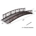 thumbnail image 3 of Kinbor 8ft Outdoor Metal Garden Bridge, Garden Arch Footbridge with 2 Safety Patterned Siderails, Dark Blonde, 3 of 8