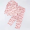 thumbnail image 2 of Zanarzt Girls Satin Pajamas Girl Pajamas Set Long Sleeve Button Down Sleepwear Nightwear Soft Pjs Sets Watermelon Red,3-4 Years, 2 of 3