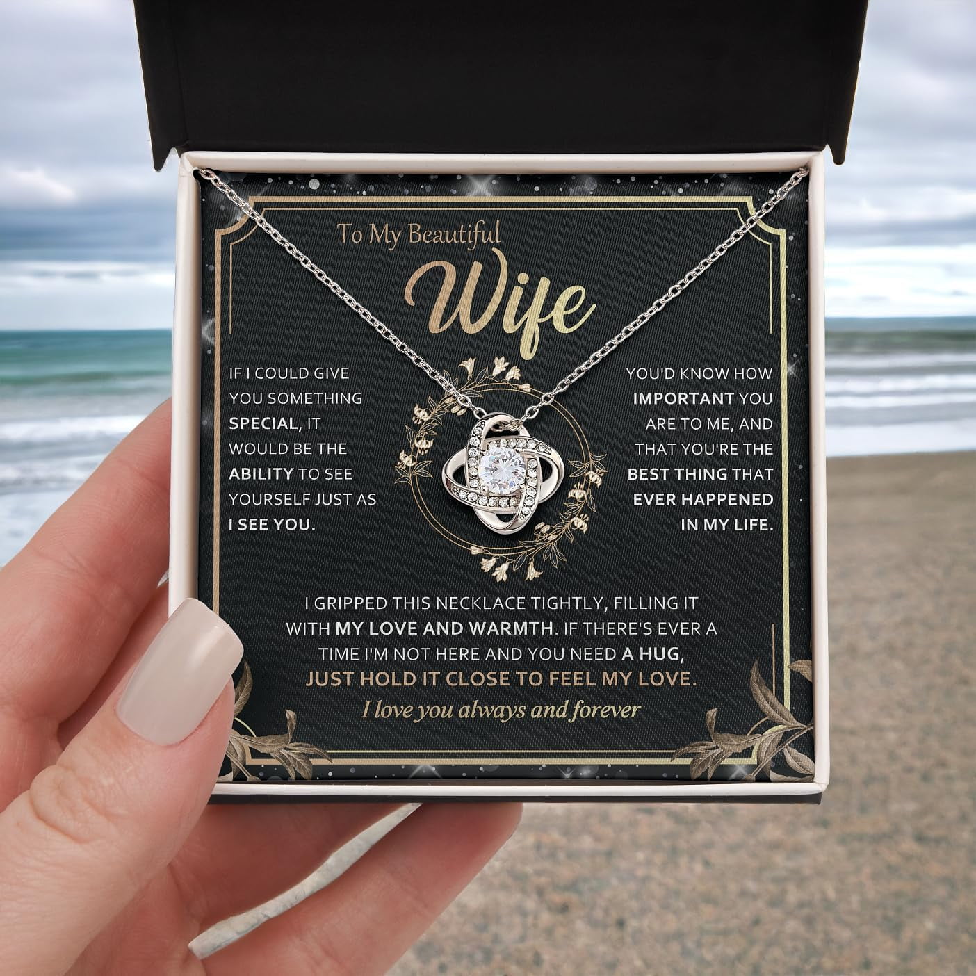 To My Wife Necklace from Husband - Unique Anniversary & Birthday Gift Ideas, Romantic Love Knot Jewelry for Best Wife, Soulmate Present, Beautiful  Future Wife Wedding, Mothers Day Gifts