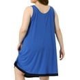 thumbnail image 4 of DARING DIVA Women's Plus Size Sleeveless Pleated Scoop Neck Nightgown 3X Royal Blue, 4 of 6