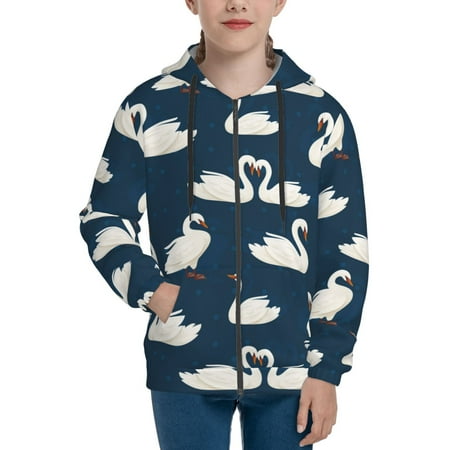 

Hoodies for Teen Girls Boys White Swam Long Sleeve Youth Kids Essentials Zip Up Hoodie Lghtweight Fashion Hoodies & Sweatshirts Jacket Fall Winter Outfits Tops