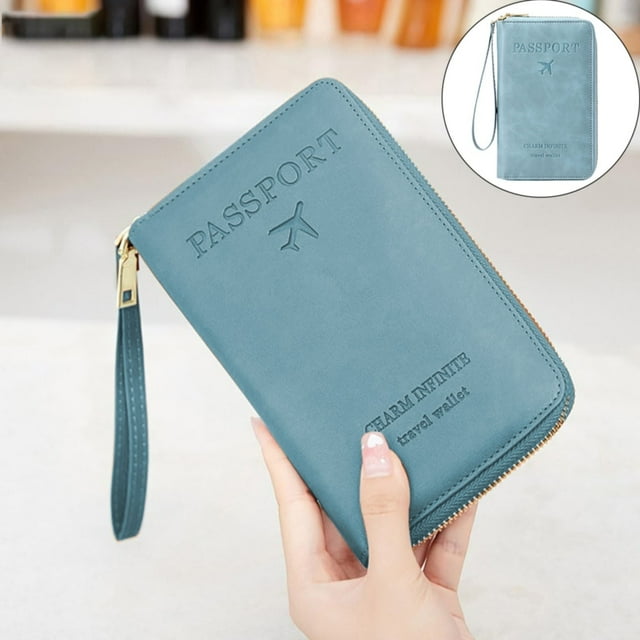 AKEGAMN Clearance! Summer Simple Plain Passport Cases Back To School Charm Infinite Travel Wallet Multi Functional Zipper Travel Card Holder RFID Blocking Card Holder 【Zipper Closure for Extra 】Comp