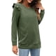 thumbnail image 5 of Dinheiro Camiseta holgada informal de manga larga con cuello en V y volantes (verde), L,, 5 of 6