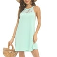 thumbnail image 6 of WBQ Women's Summer Solid Color Sleeveless Halter Neck Beach Party Dress Green S-3XL, 6 of 9
