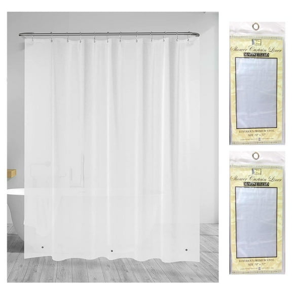 2Pc Vinyl Shower Curtain Frosted Clear Liners Magnetic Heavy Duty 70x72
