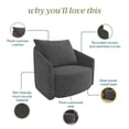 thumbnail image 5 of Novogratz Ines Round Swivel Accent Chair, Dark Gray Micro Boucle, 5 of 9