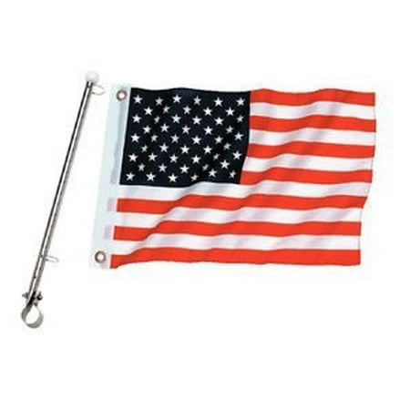 SeaLux Marine 12 x 20 United States / American flag and Rail Mount Flag Kit for Boats - Flag and Pole
