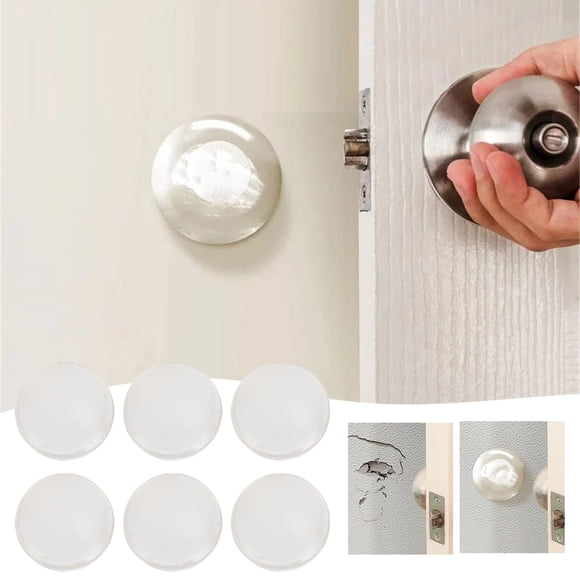 6Pcs Clear Door Knob Wall Protectors | Self-Adhesive Door Bumpers, Reusable Round Rubber Stoppers, Wall Protection for Home | Door Knob Stopper, Wall Protector Bumper, Adhesive Door Guard, Door Stop