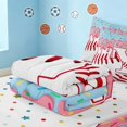 thumbnail image 5 of Manfei Girls Baseball Zipper Twin Comforter Sets with Fitted Sheet and 2 Pillowcases, Cute Ice Cream Drip Y Zipper Bedding Set, Pink Light Blue Y, 5 of 7