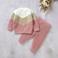 thumbnail image 3 of Lenpel Baby Clothes for Girls Boys Knitted Long Sleeve Crew Neck Color Block Sweaters Pants Newborn Fall Winter Outfits, 3 of 3