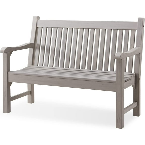 Psilvam Garden Bench, 2-Person Poly Lumber Patio Bench, All-Weather Outdoor Bench That Never Rot and Fade, Memorial Bench, Suit for Garden, Porch and Park(Grey)