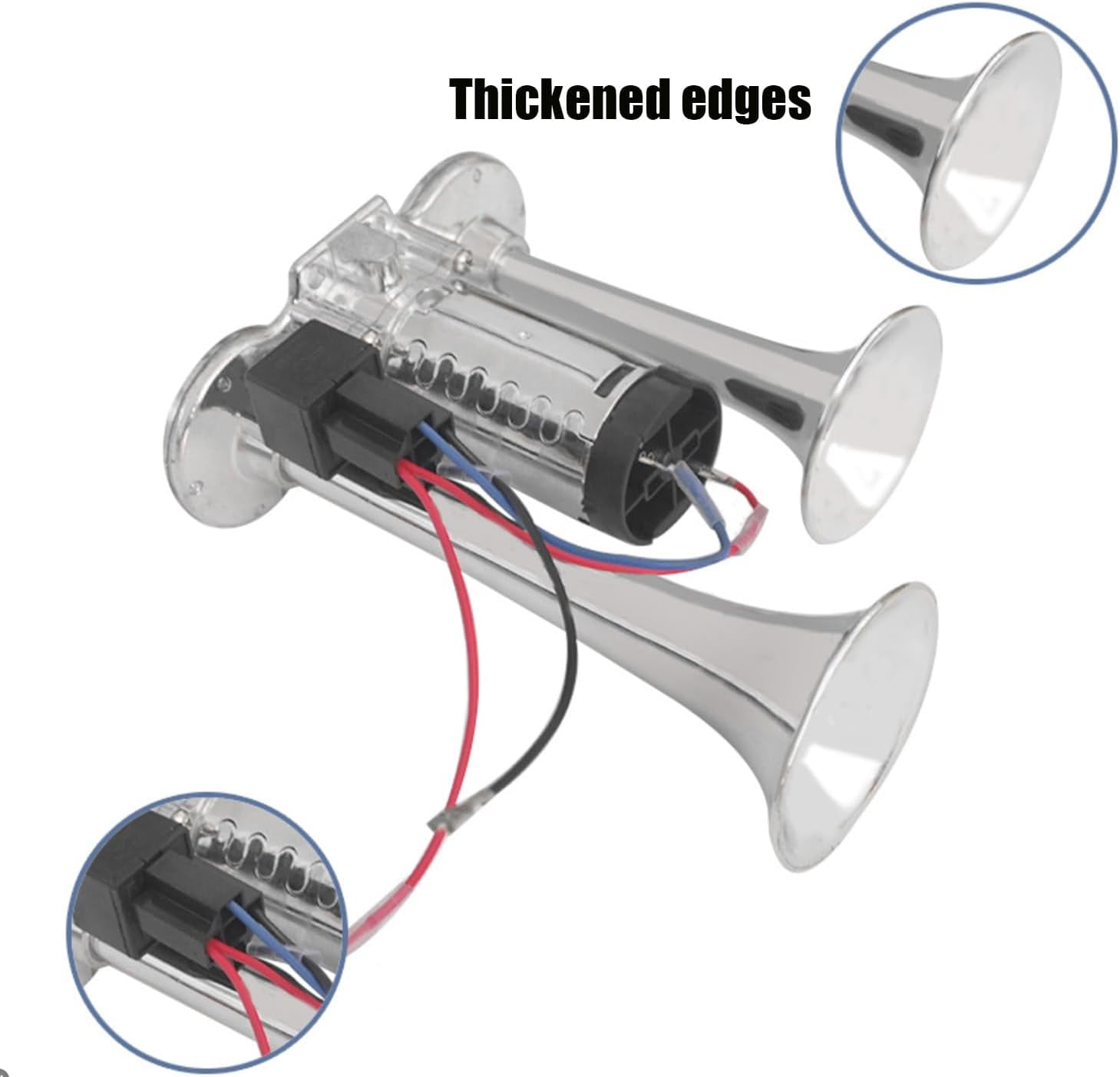 Air Train Horn Kit Silver 150DB, Super Loud Dual Electric Horn with Compressor for 24V Vehicles Trucks Cars Boats