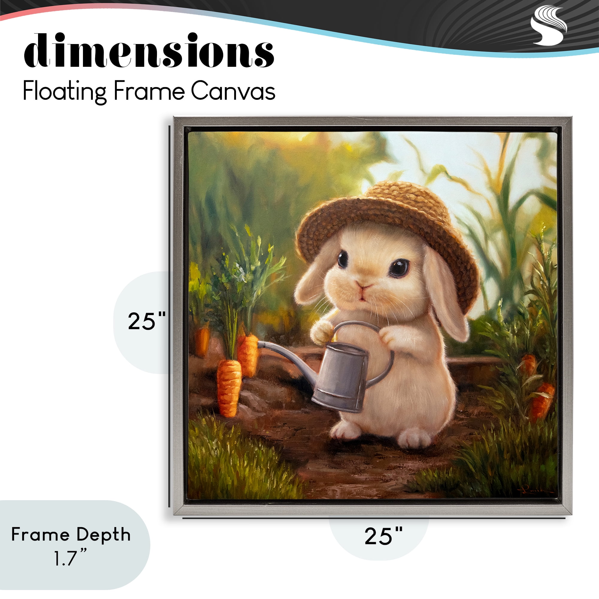 Stupell Industries Bunny with Carrot Garden Gray Framed Floater Canvas Wall Art, design by Lucia Heffernan
