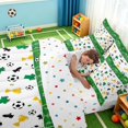 thumbnail image 4 of Manfei Soccer Sport Twin Bedding, Football Bedding Comforter Set, Green White Gold, Polka Dots Reversible 7pcs, 4 of 6