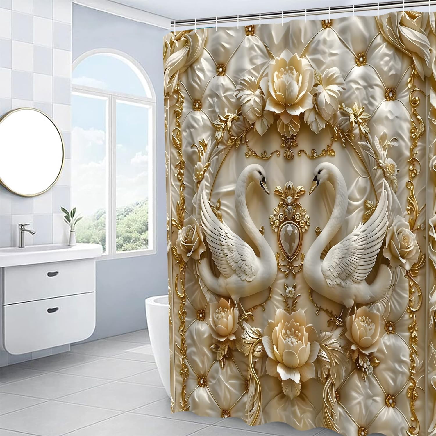 4Pcs Spring Themed Shower Curtain Set with Rugs Vintage Butterflies Bathroom Sets Floral Shower Curtain with 12 Hooks Bathroom Decor with Rugs Bath Accessories with Mats Toilet Lid Cover