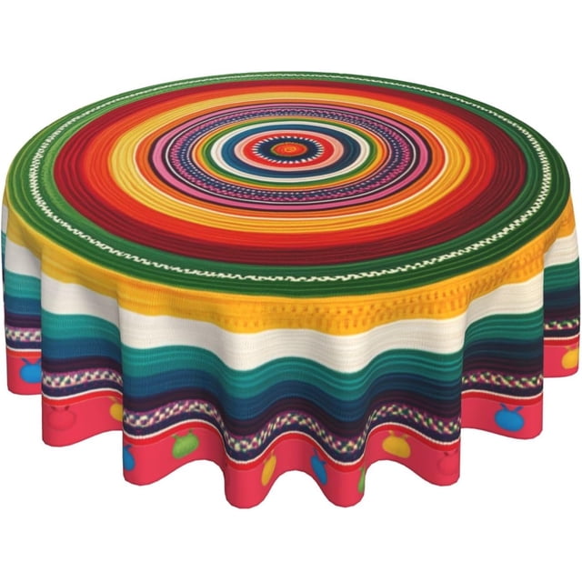 Colorful Mexican Tablecloth Mexico Round Table Cover Washable Table Cloth for Home Party Picnic Decorations