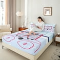 thumbnail image 4 of Manfei Hockey Print Bed Sheets 4pcs, Blue Red Ice Hockey Rink King Sheets, Sports Sheet Set, Microfiber Bedroom Decor, 4 of 7