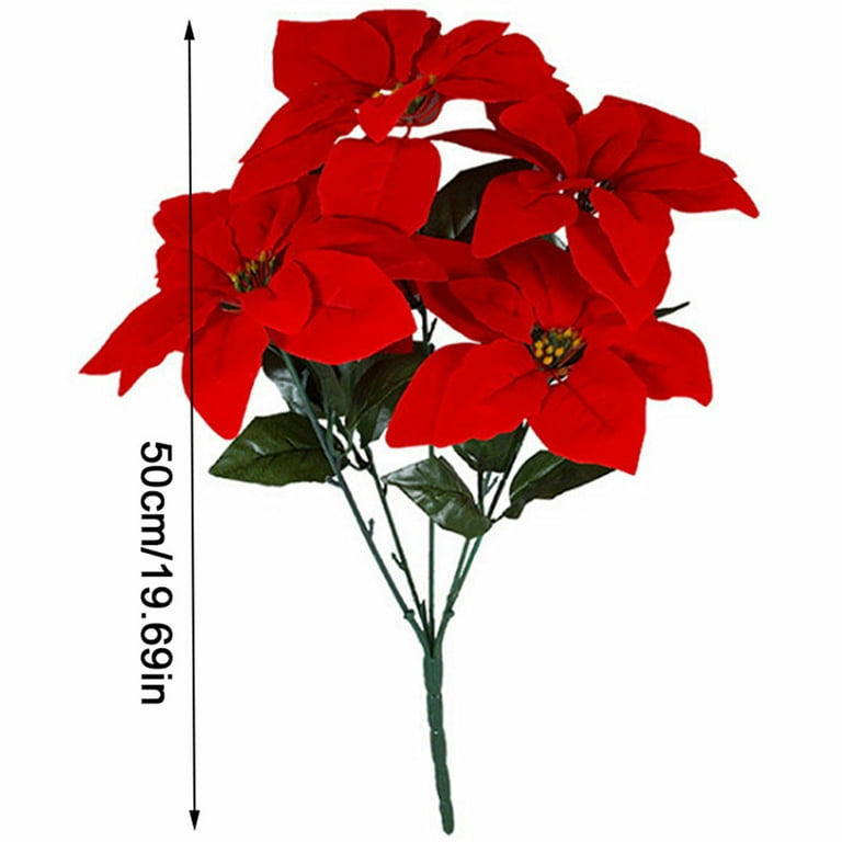 Artificial Poinsettia Flower Fake Christmas Flower for Home Office
