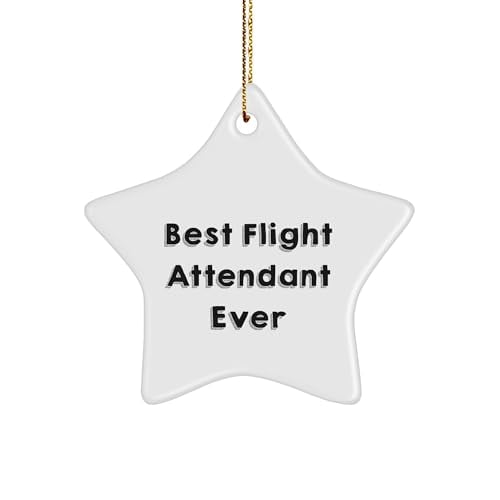 Flight Attendant Star Ornament, Best Flight Attendant Ever, White Ceramic Star Ornament Gifts from Coworkers, Family to Flight Attendant, Gifts for Flight Attendant, Christmas Unique Gifts