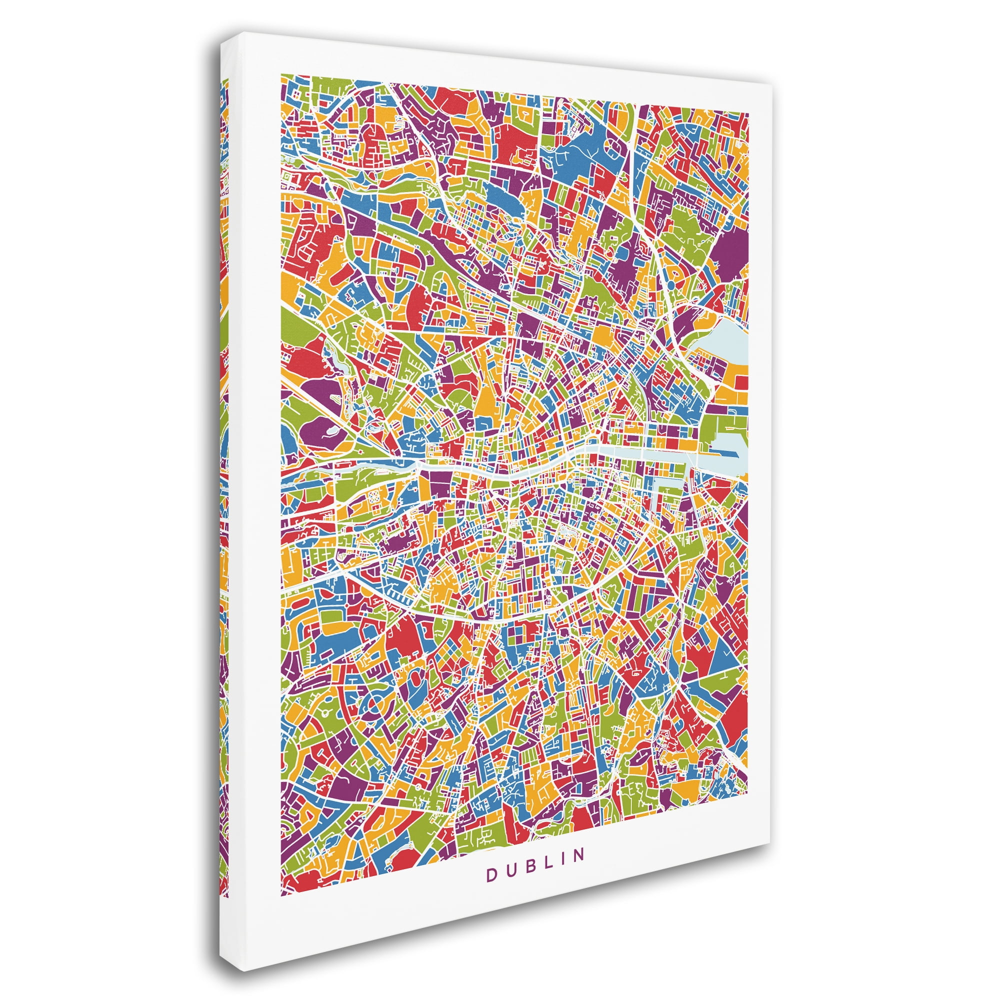 Trademark Fine Art 'Dublin Ireland City Map VI' Canvas Art by Michael Tompsett