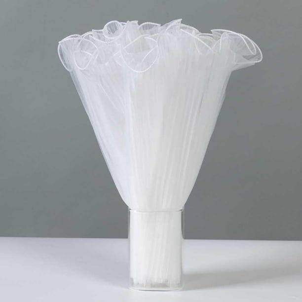 Nvzi 4.37 Yards White Flower Wrapping Mesh Paper,Bouquet Packaging Paper Wrinkled Translucent for Mother's Day Party Favor Decor, Florist Supplies Wedding Gift Packaging