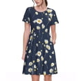 thumbnail image 1 of Easygdp Daisies Flowers para Vestido Transpirable de Mujer, Vestido Suelto de Manga Corta con Pliegues y Bolsillos para el Verano, 1 of 6