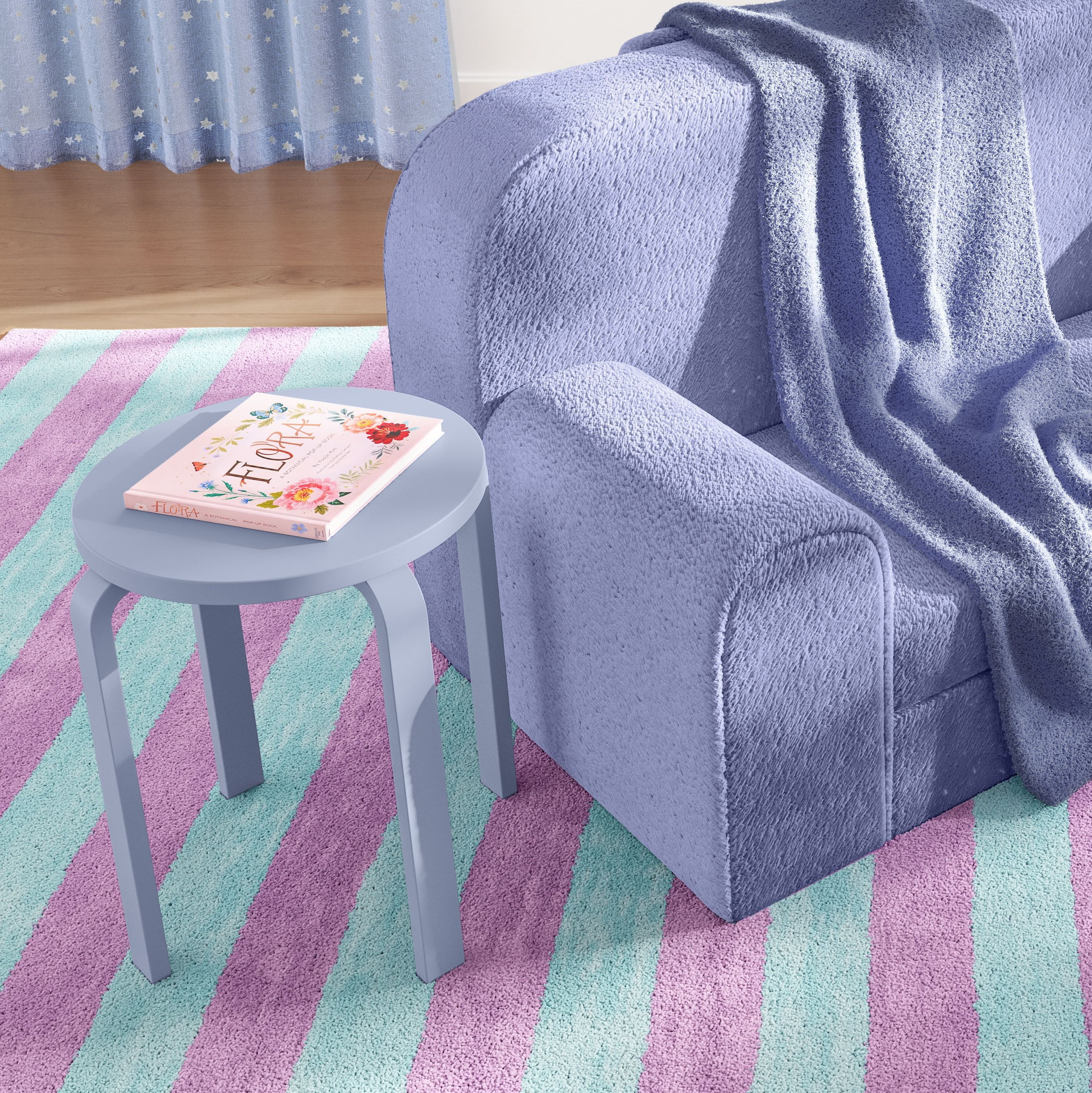 Mainstays Kids Wood Nightstand Side Table, Light Purple