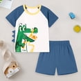 thumbnail image 2 of WUANDIXFA Toddler Boy Summer Short Clothes Sets Cotton Crewneck Tees Shorts Pocket Adjustable Knite Shorts Playwear Sets (Navy, 5-6 Years), 2 of 9