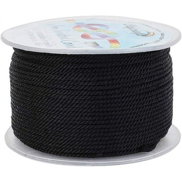 55 Yards 2mm Twisted Satin Nylon Cord 3-Ply Black Twisted Cord Trim String Thread for Crafts and Jewelry Making DIY