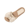 thumbnail image 2 of Samdudou Espadrille Sandals Open Toe Bow Knot Flat Slide Jute Rope Sole Summer Vacation Beach Ladies Casual Style Footwear Outdoor Daily Wear Lightweight Walking Modern Trendy Design, 2 of 8