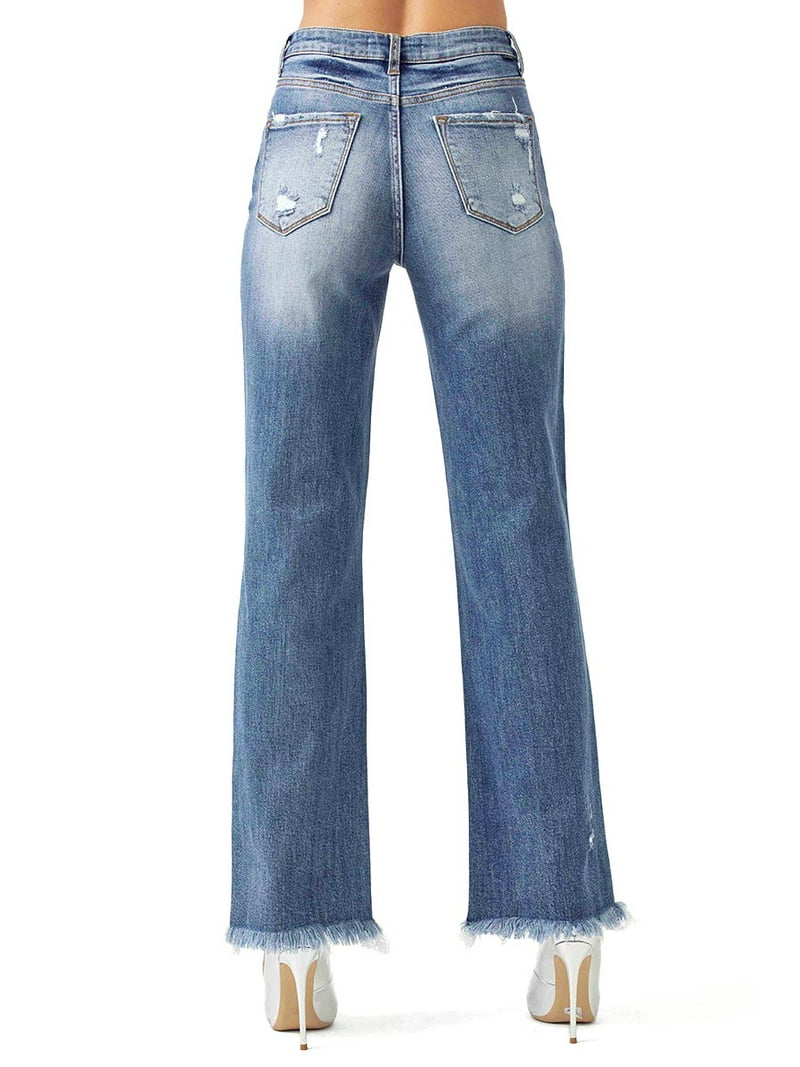 【SCENERITY】Wide leg denim pants Flamingals Wide Leg Jeans for Women Mid Waist Baggy Stitch
