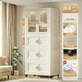thumbnail image 4 of 25.59" Side Wide Folding Wardrobe , 25.59"×15.75"×70.87 ", With Magnetic Door, Plastic Storage Cabinet With Wheels, 4 of 9