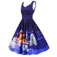 thumbnail image 4 of IROINNID Women's Sleeveless Prints A-Line Dress Christmas Draw Back Swing Party Dress V-Neck Knee-Length Dress, 4 of 9