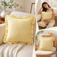 thumbnail image 6 of Yellow Checkered Pillow Cover, Ruffled Frill Decorative Cushion Case for Sofa, Bed, Chair, Bedroom, Living Room and Cottage Home Decor, 6 of 7
