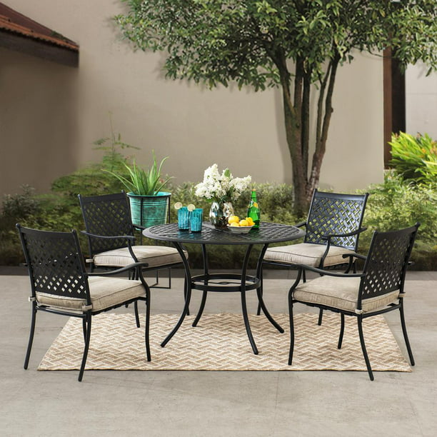 Sunjoy 5 Pc Steel Lattice Dining Set With Beige Seat Cushions Com - Sunjoy Patio Furniture Covers
